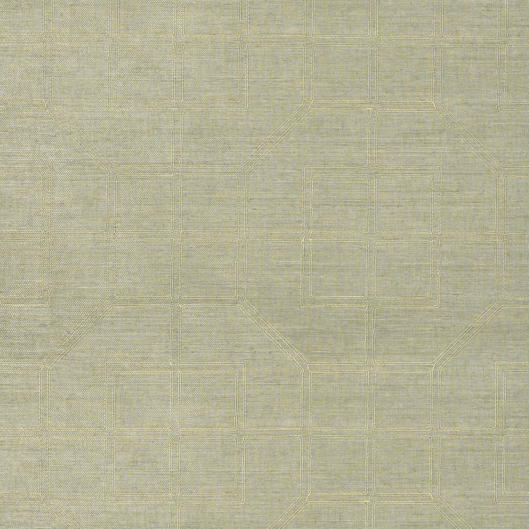 Linyi Embroidered Fret Sisal - Mist Wallpapers | Schumacher