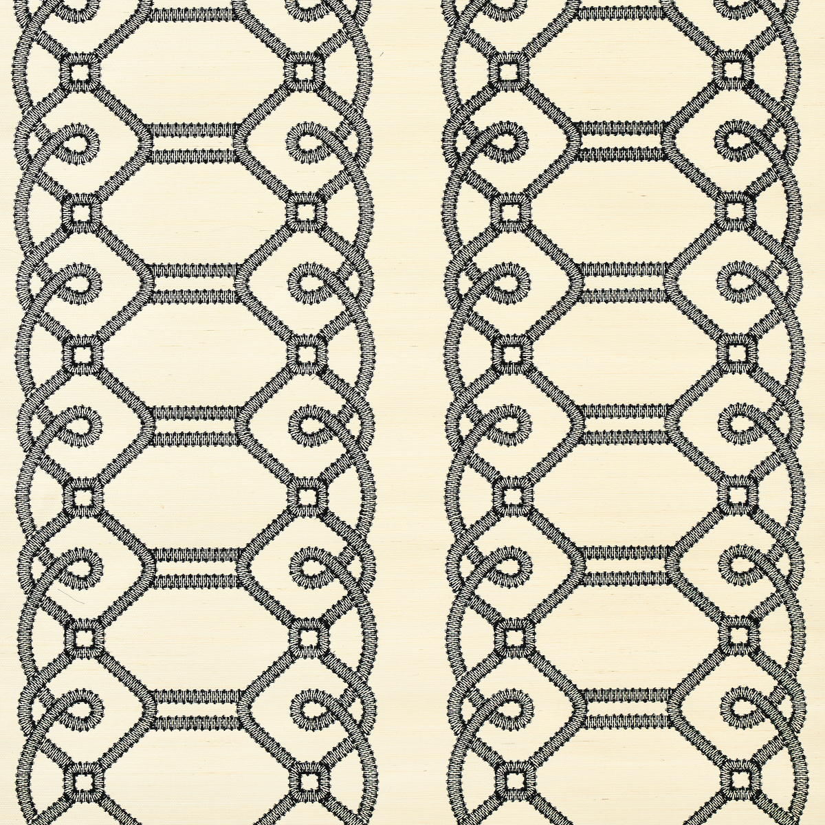 Ziz Embroidered Sisal - Black Wallpapers | Schumacher