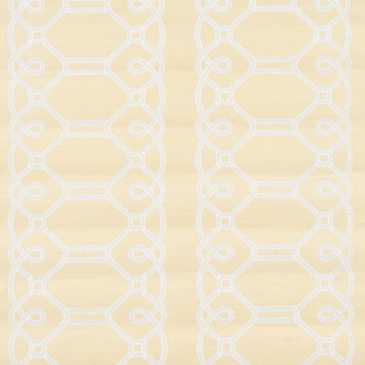 Ziz Embroidered Sisal - Neutral Wallpapers | Schumacher