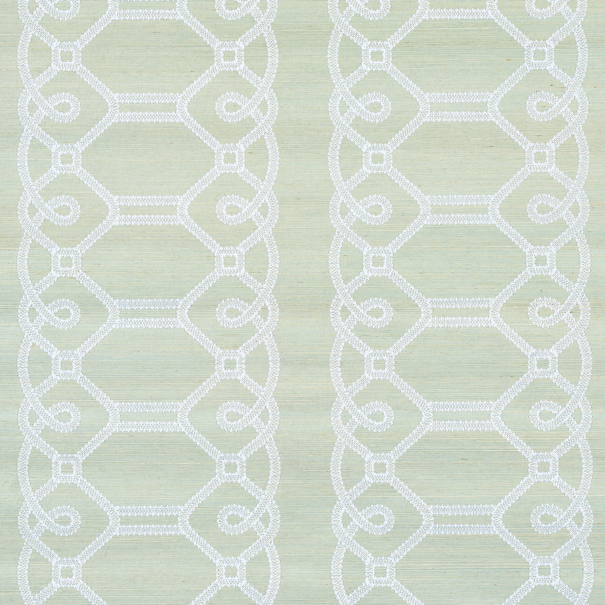 Ziz Embroidered Sisal - Mineral Wallpapers | Schumacher