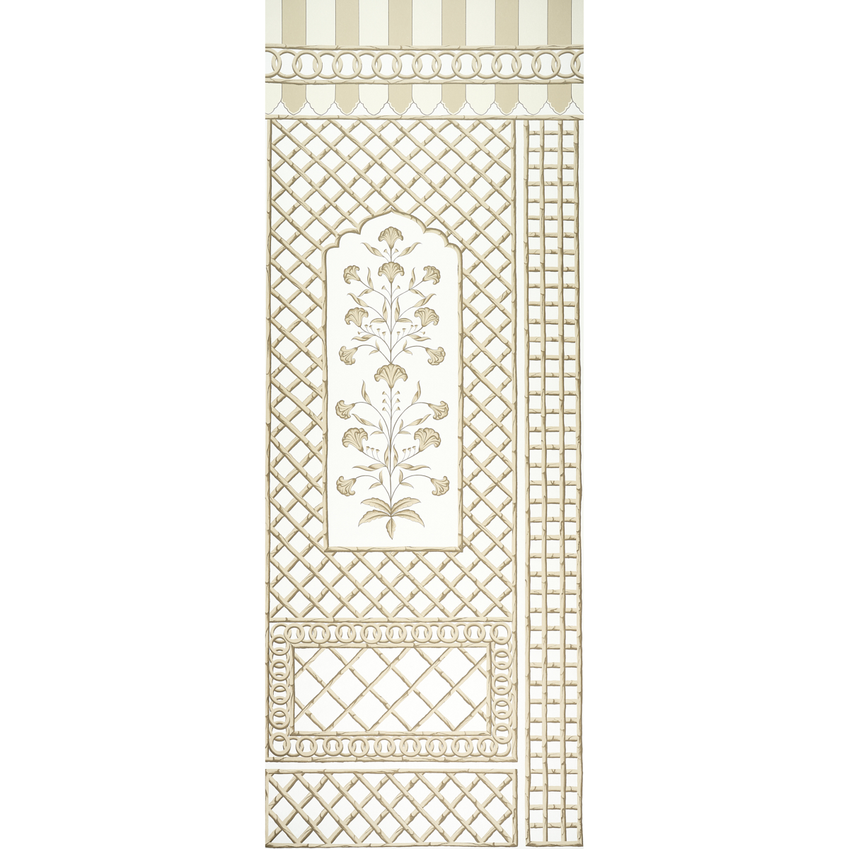 Bamboo Trellis Panel A - Neutral Wallpapers | Schumacher