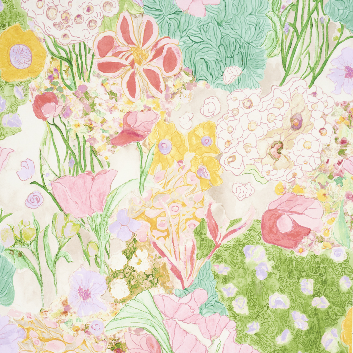 Frank's Garden - Pink & Green Wallpapers | Schumacher