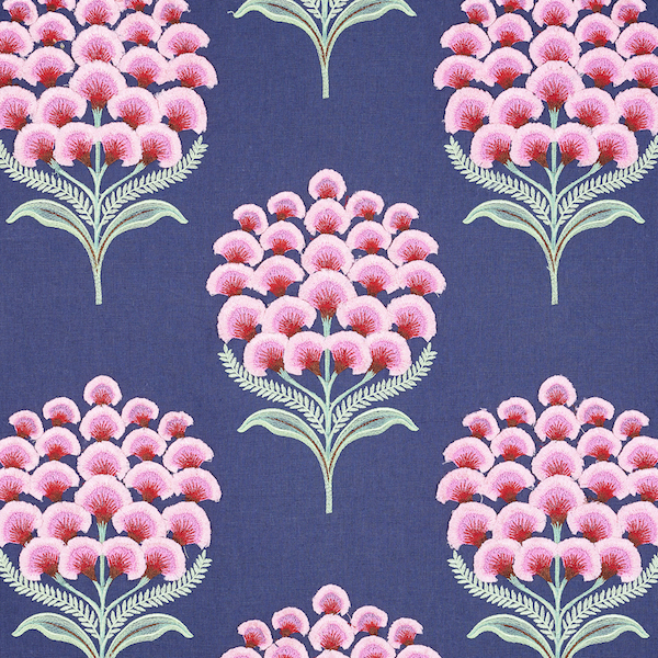 Aurelia Embroidery - Navy Fabrics | Schumacher