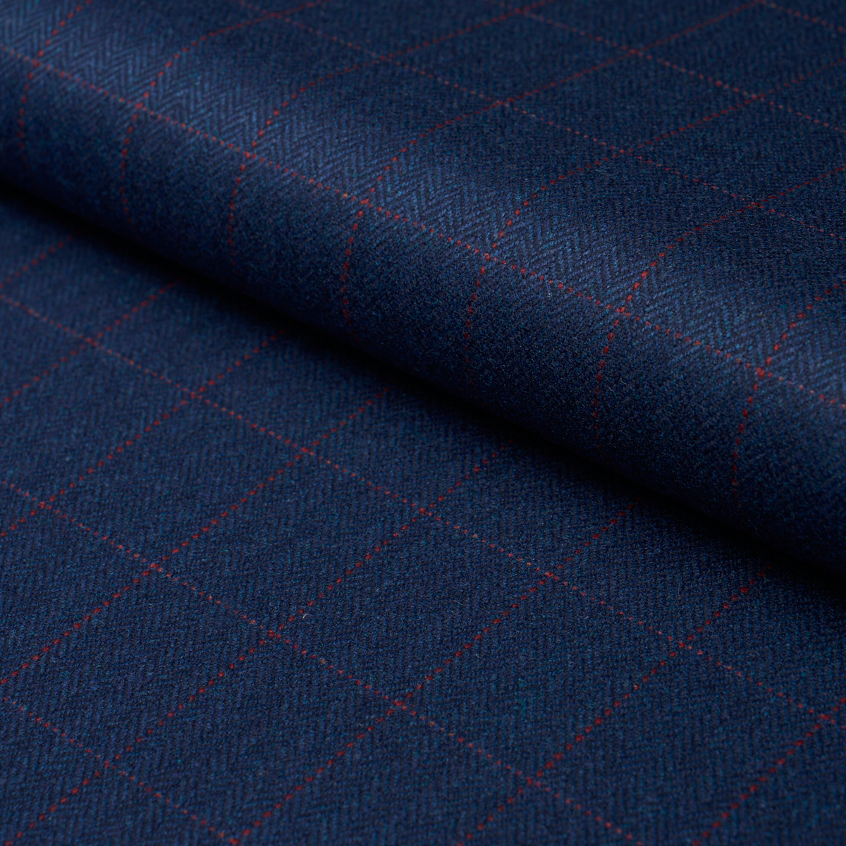Thompson Merino Windowpane - Navy Fabrics | Schumacher